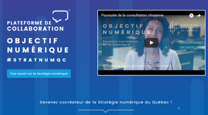 Site de la consultation sur la stratégie numérique, Ministère de l'Économie, de la Science et de l''Innovation, Québec.