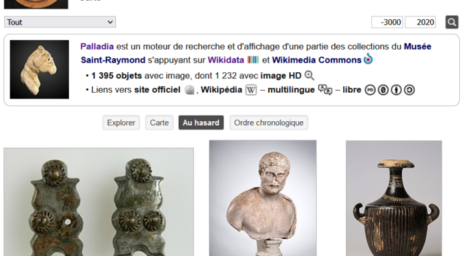 Palladia, moteur de recherche d'une partie des collections du Musée de Saint-Raymond (France) qui est présente sur Wikidata et Wikimedia Commons.